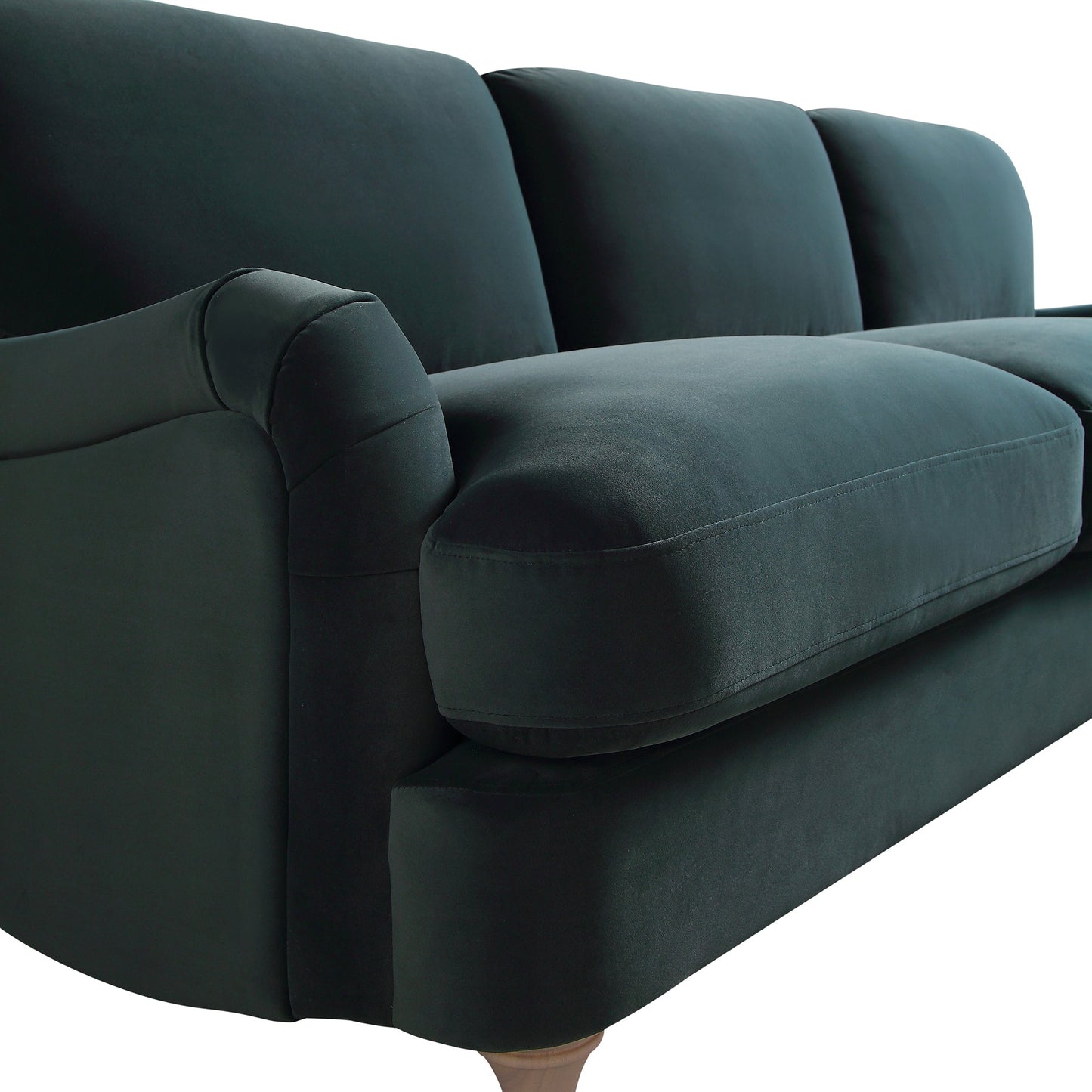 Canapé Daphnis en velours bleu égéen, grande chaise longue orientée à droite