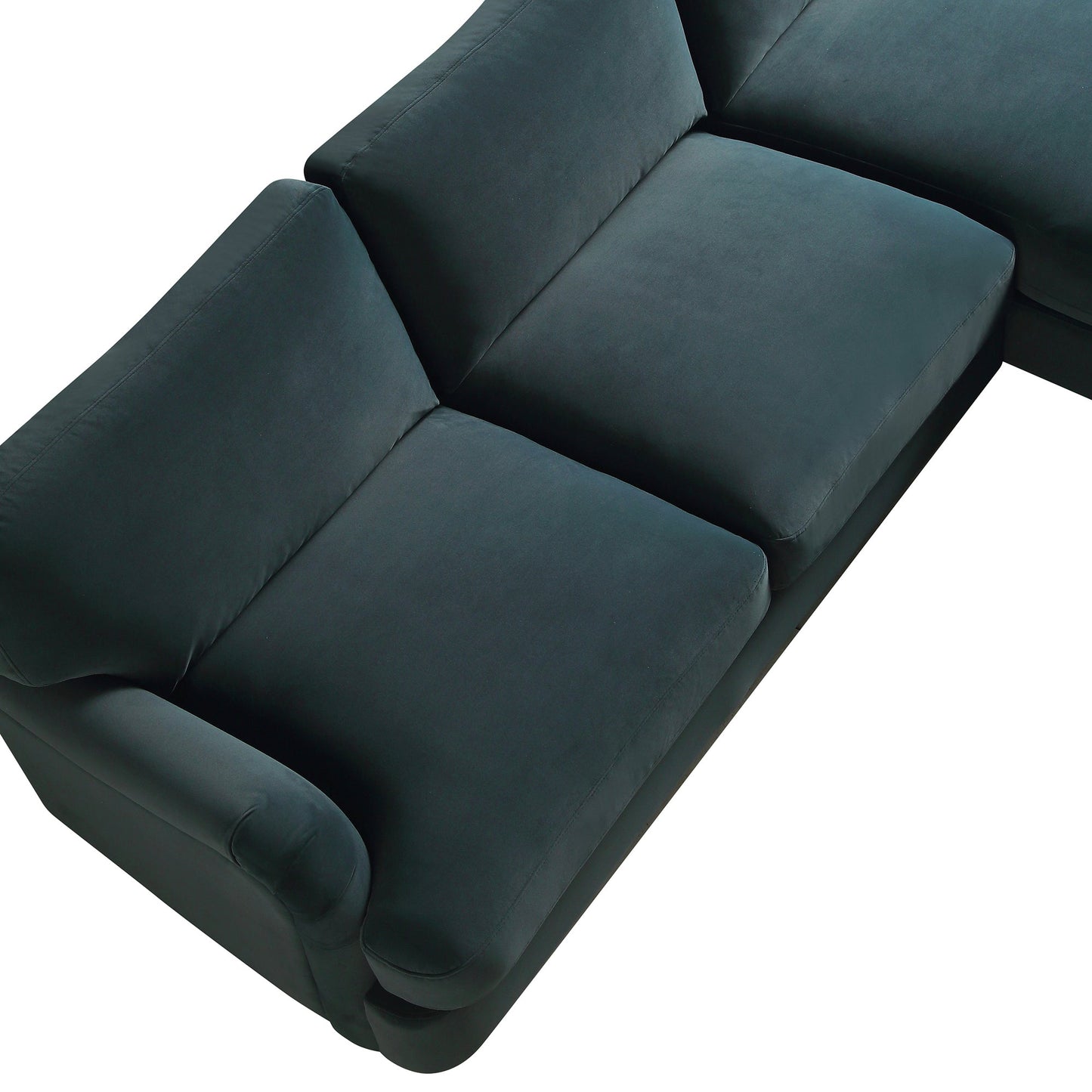 Canapé Daphnis en velours bleu égéen, grande chaise longue orientée à droite