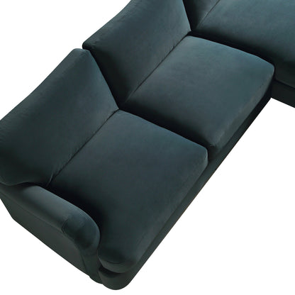 Canapé Daphnis en velours bleu égéen, grande chaise longue orientée à droite
