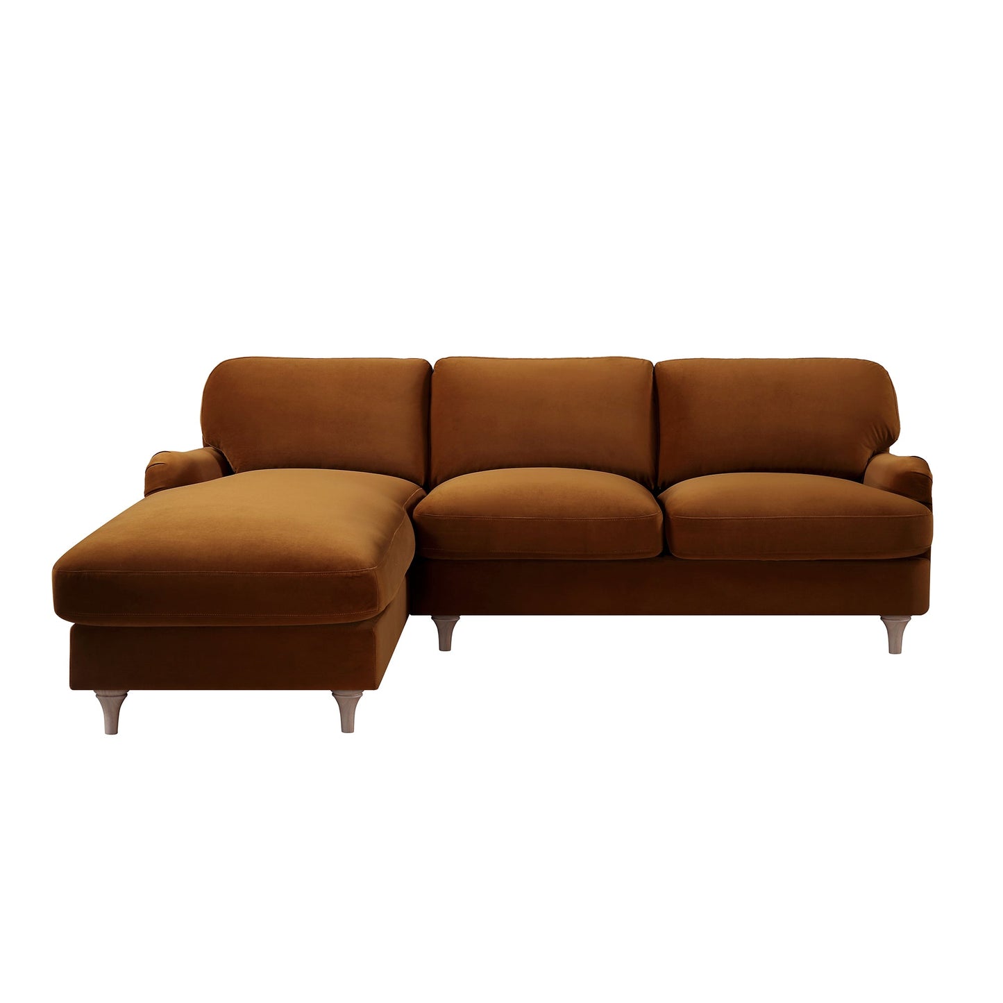 Canapé Daphnis en velours cannelle, grande chaise longue orientée à gauche