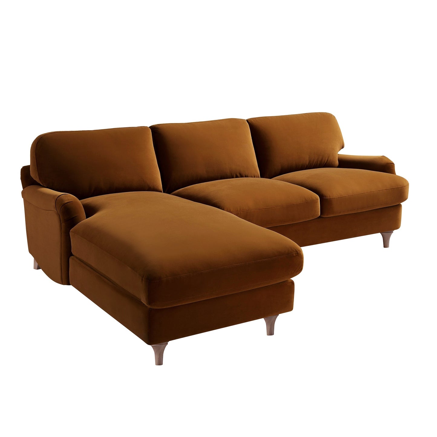 Canapé Daphnis en velours cannelle, grande chaise longue orientée à gauche