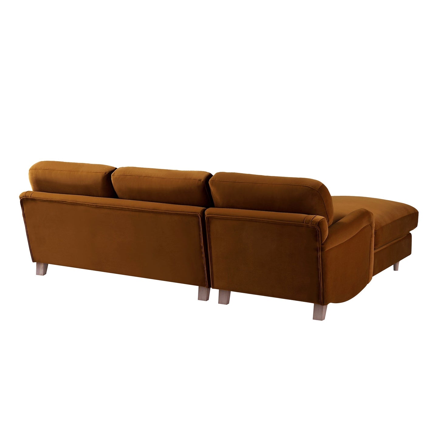 Canapé Daphnis en velours cannelle, grande chaise longue orientée à gauche