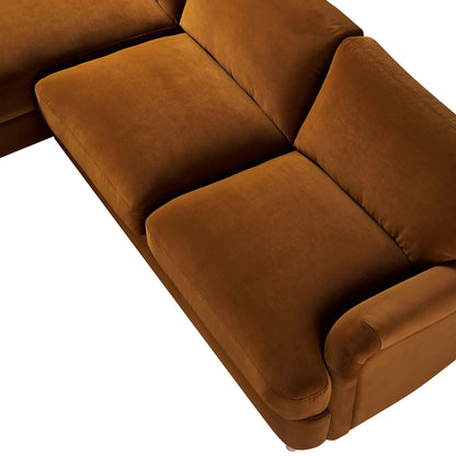 Canapé Daphnis en velours cannelle, grande chaise longue orientée à gauche