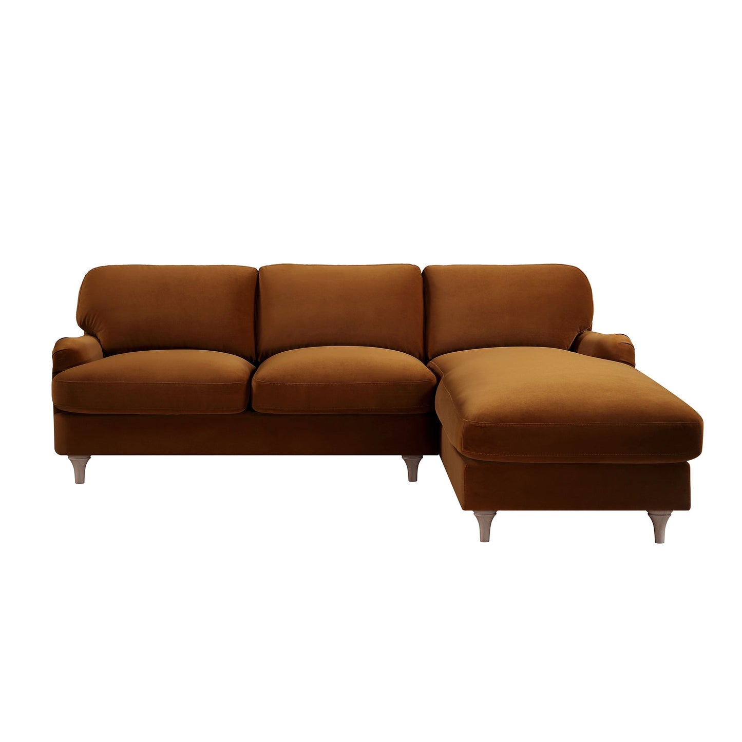 Canapé Daphnis en velours cannelle, canapé Grande Chaise longue orienté à droite