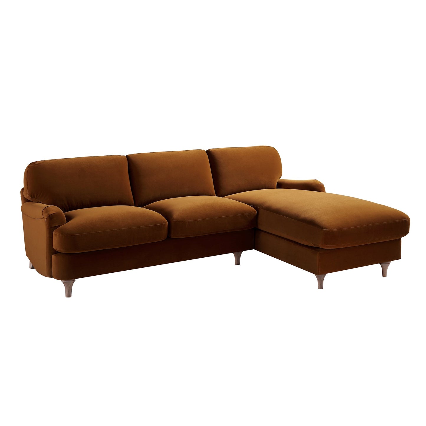 Canapé Daphnis en velours cannelle, canapé Grande Chaise longue orienté à droite