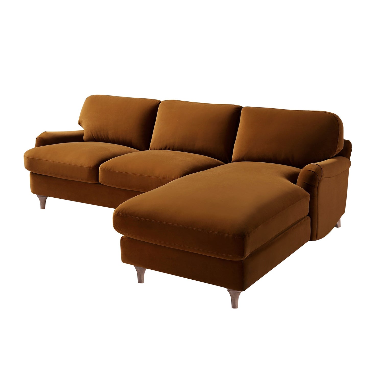 Canapé Daphnis en velours cannelle, canapé Grande Chaise longue orienté à droite