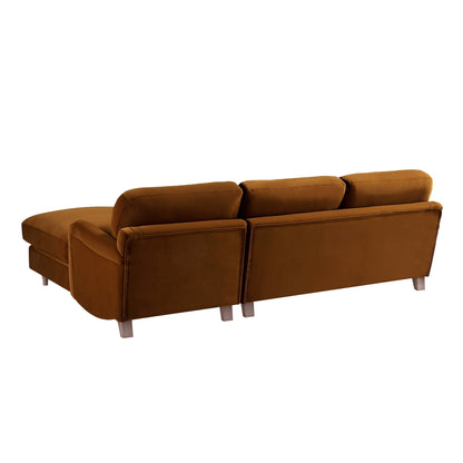 Canapé Daphnis en velours cannelle, canapé Grande Chaise longue orienté à droite