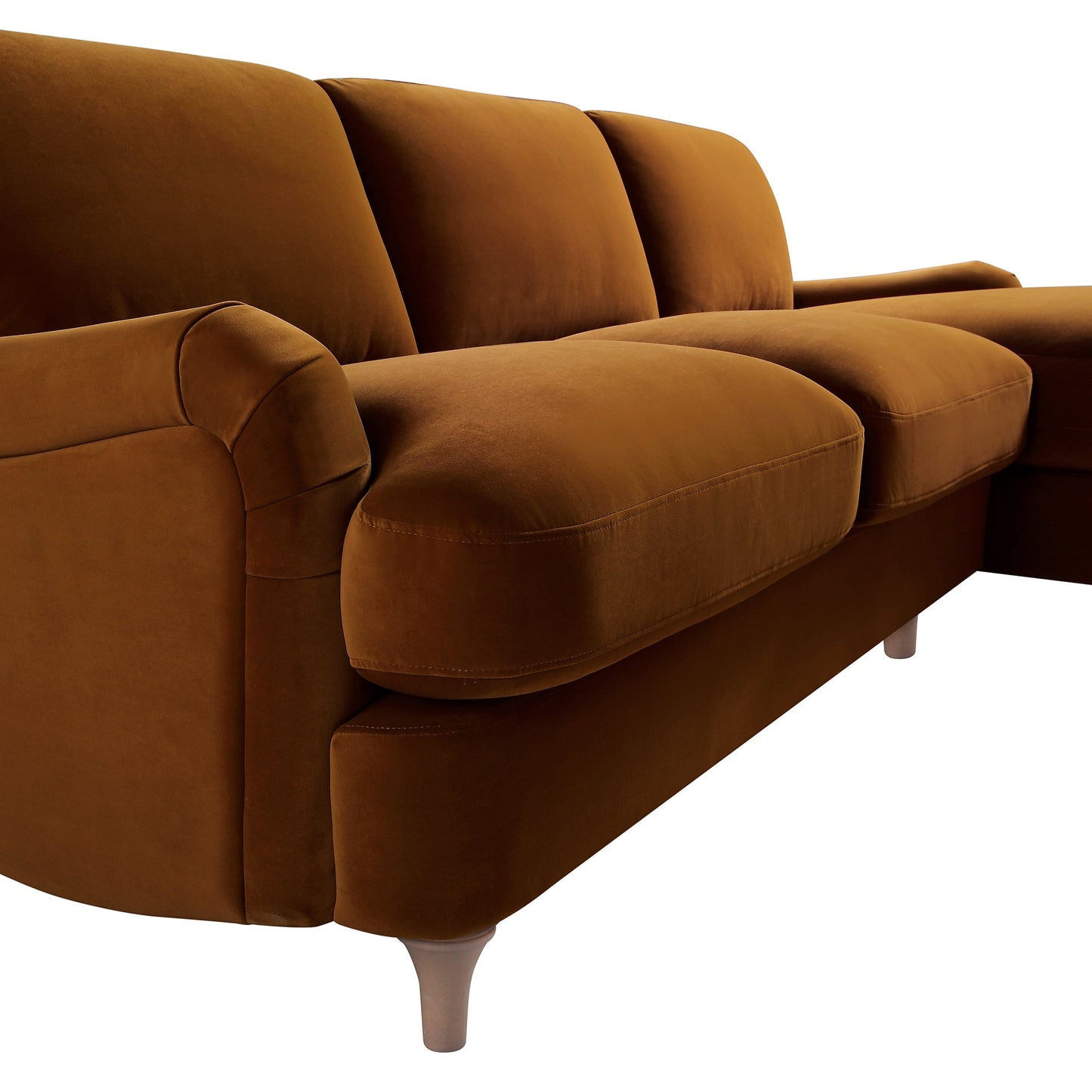 Canapé Daphnis en velours cannelle, canapé Grande Chaise longue orienté à droite