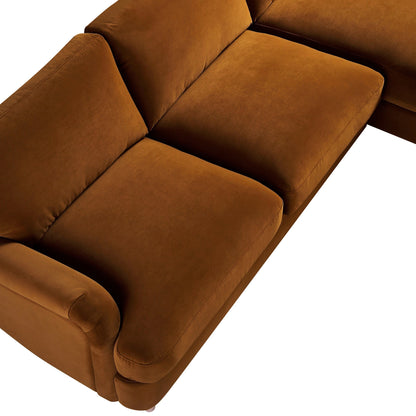 Canapé Daphnis en velours cannelle, canapé Grande Chaise longue orienté à droite
