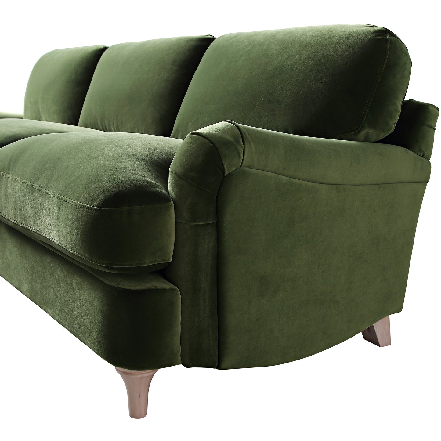 Canapé en velours vert Daphnis Fern, Grande Chaise Longue orientée à gauche