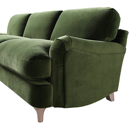 Canapé en velours vert Daphnis Fern, Grande Chaise Longue orientée à gauche