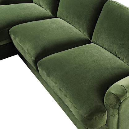 Canapé en velours vert Daphnis Fern, Grande Chaise Longue orientée à gauche
