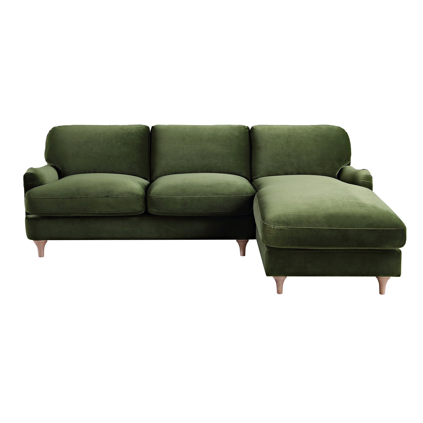 Canapé en velours vert Daphnis Fern, Grande Chaise Longue orientée à droite