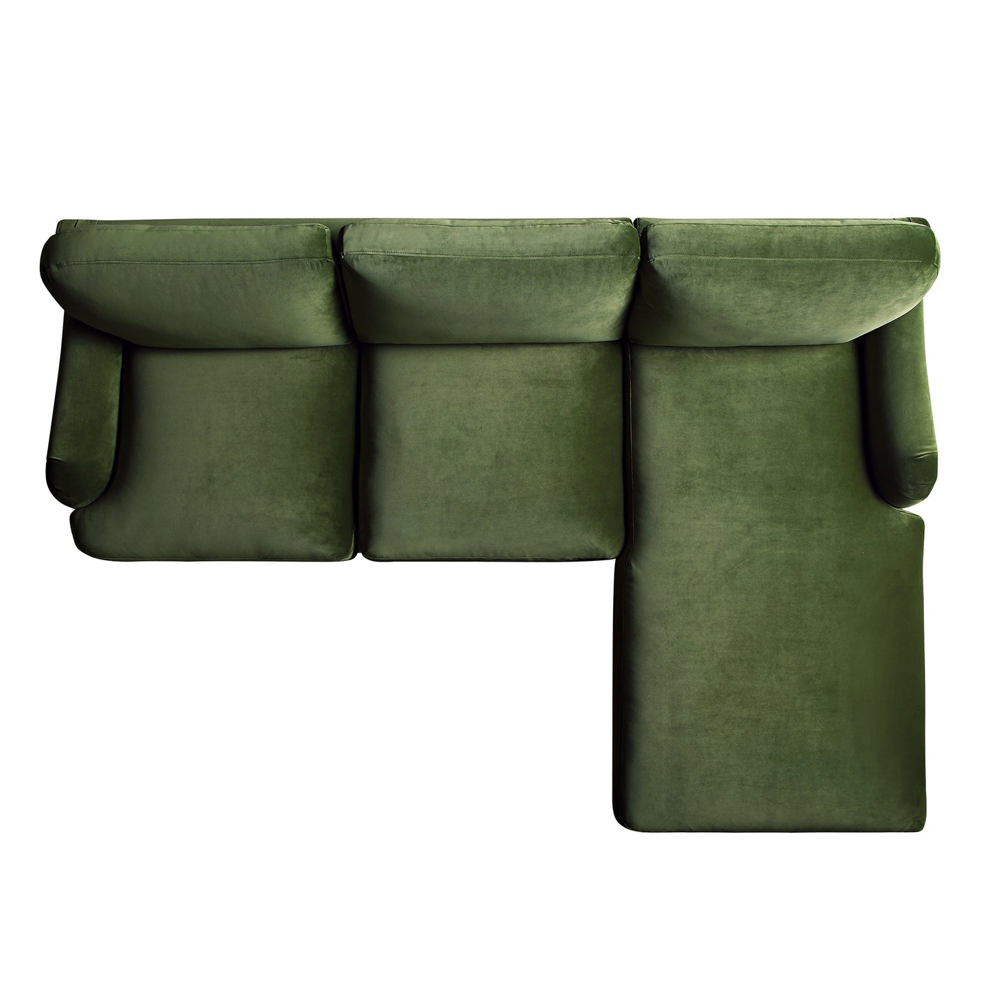 Canapé en velours vert Daphnis Fern, Grande Chaise Longue orientée à droite