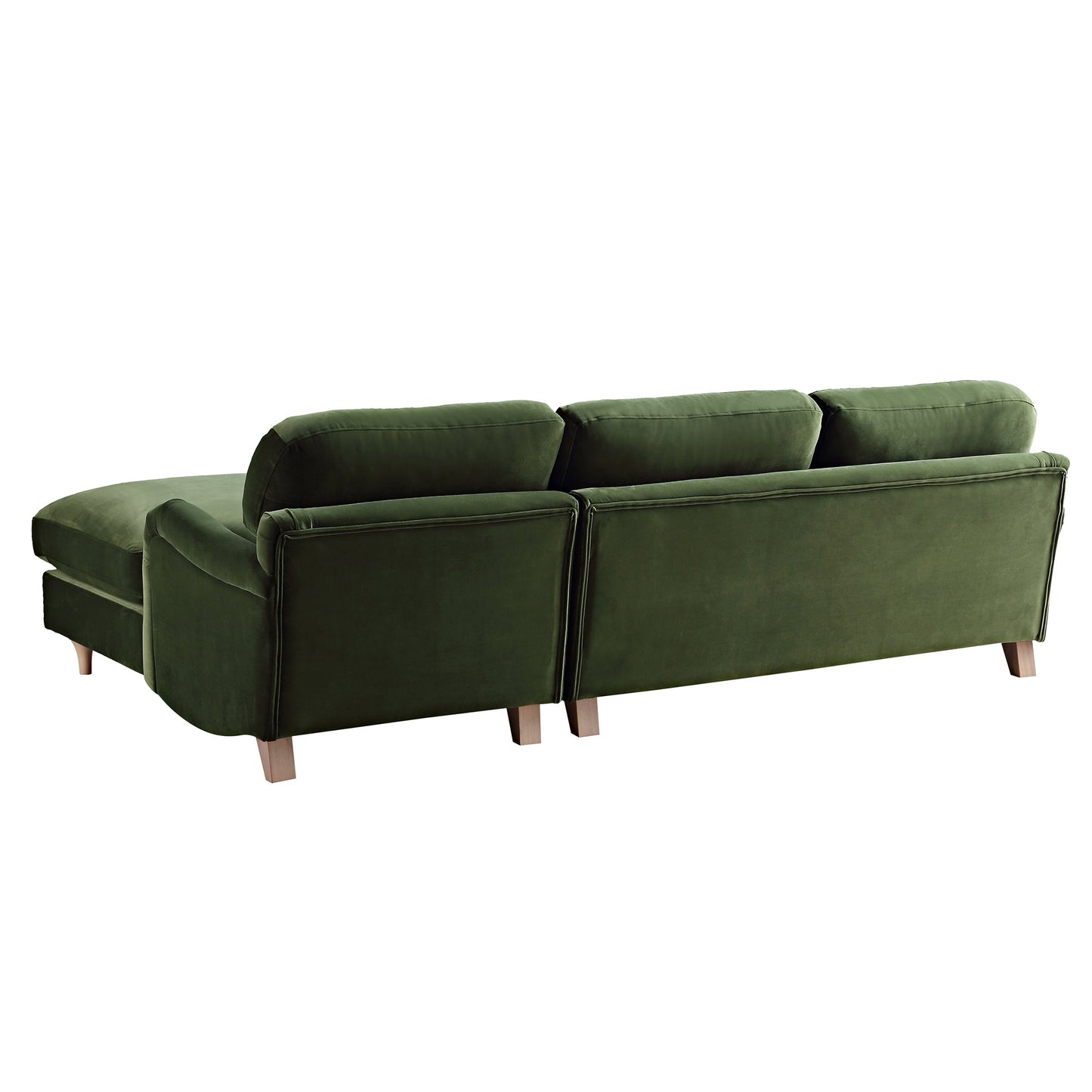 Canapé en velours vert Daphnis Fern, Grande Chaise Longue orientée à droite