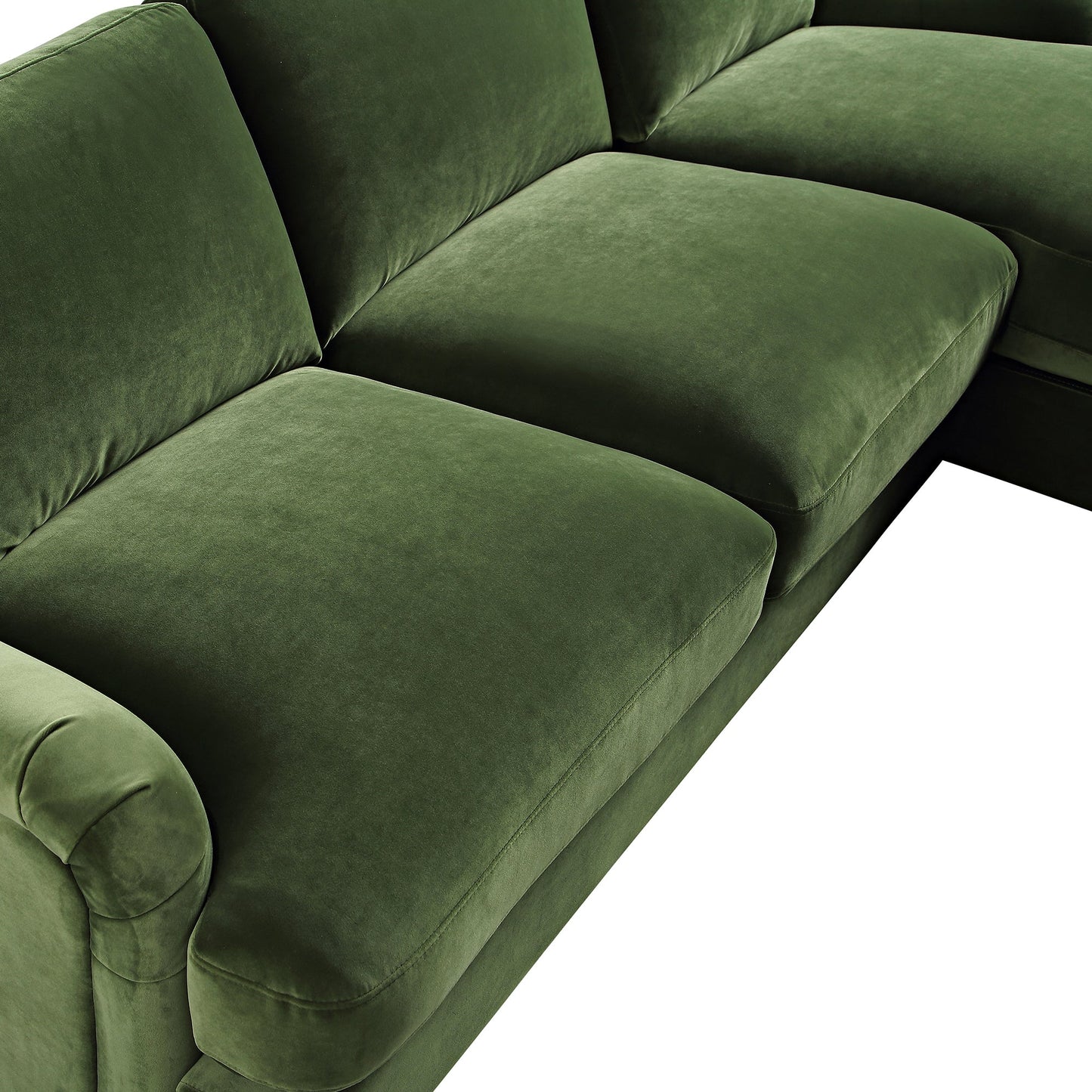 Canapé en velours vert Daphnis Fern, Grande Chaise Longue orientée à droite
