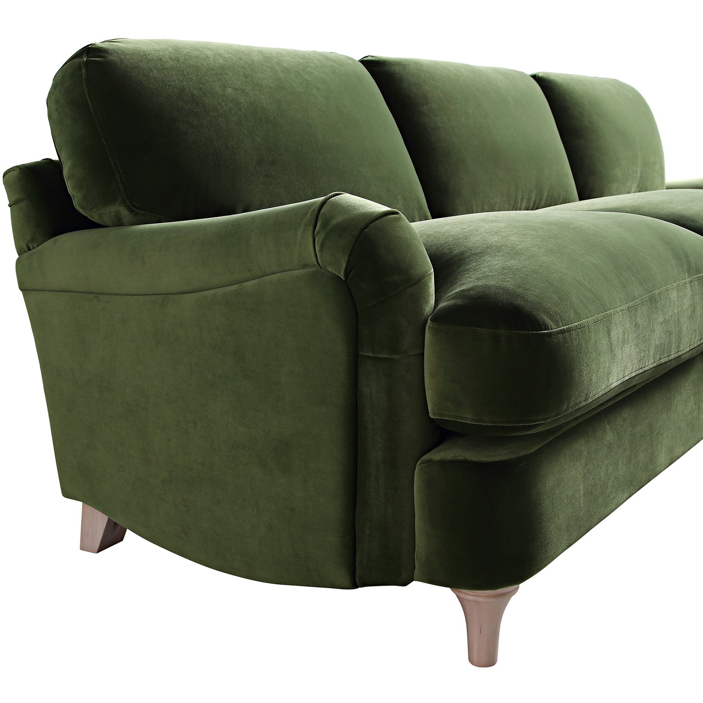 Canapé en velours vert Daphnis Fern, Grande Chaise Longue orientée à droite