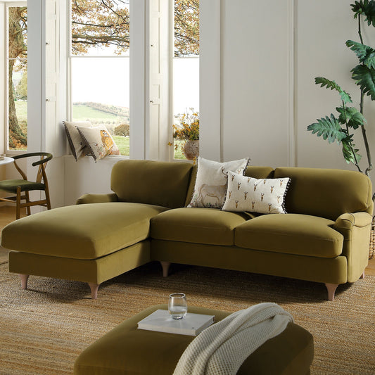Canapé Daphnis Fudge Velvet, Grande Chaise Longue orientée à gauche