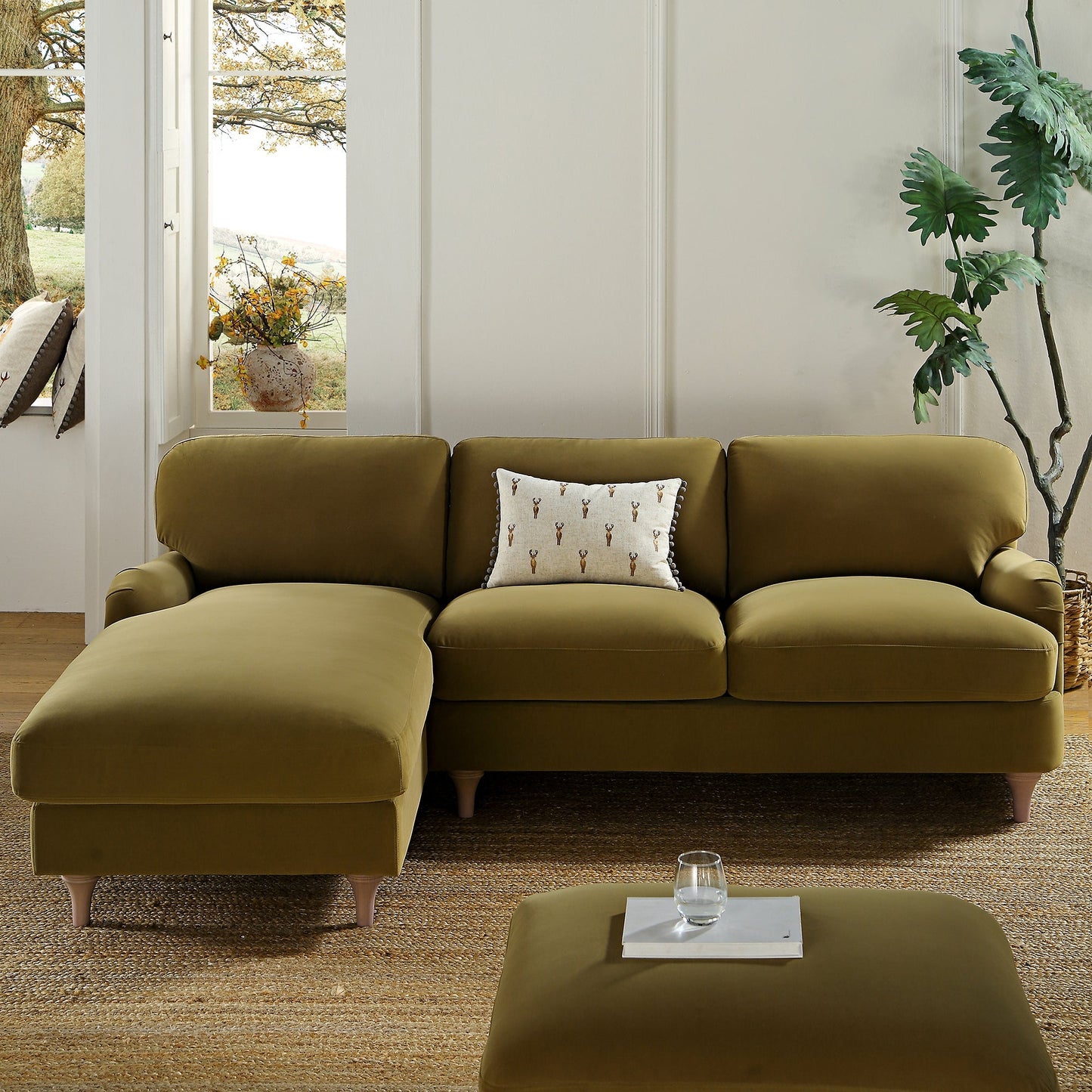 Canapé Daphnis Fudge Velvet, Grande Chaise Longue orientée à gauche