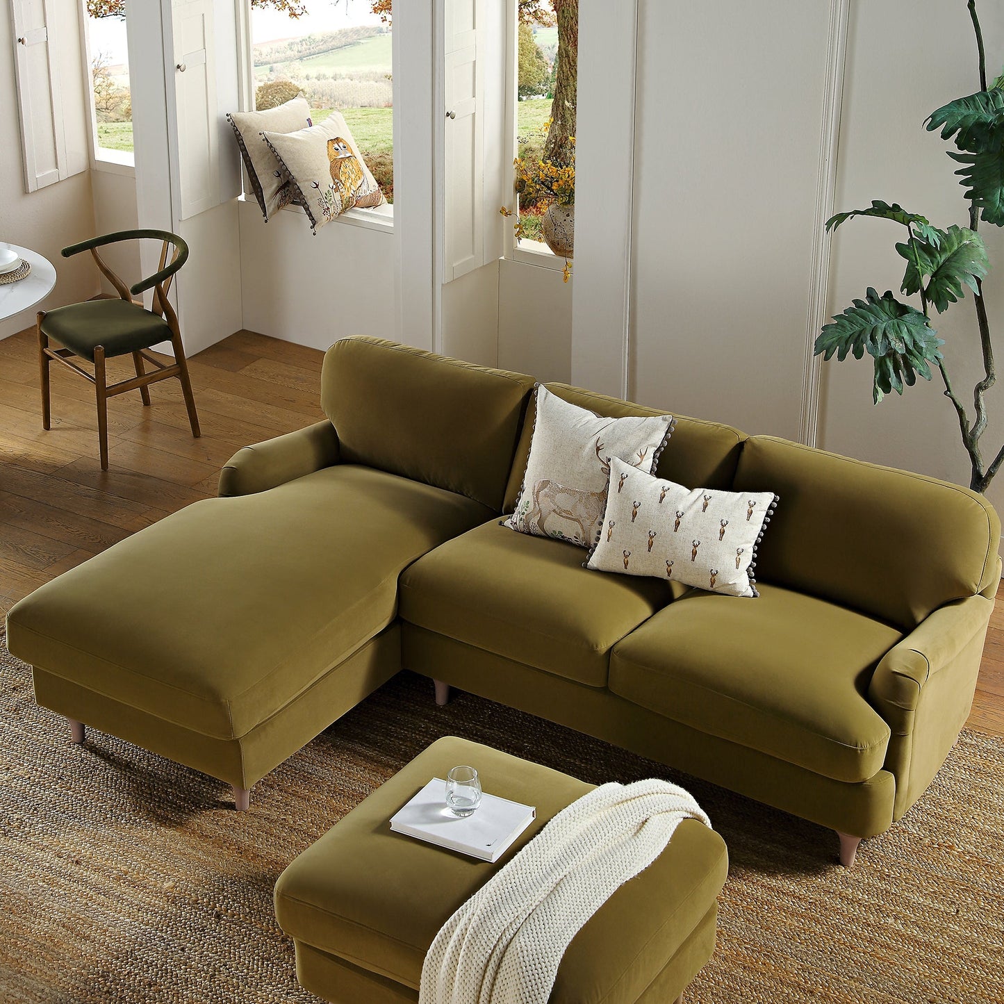 Canapé Daphnis Fudge Velvet, Grande Chaise Longue orientée à gauche