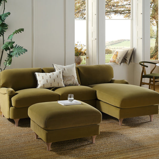 Canapé Daphnis Fudge Velvet, Grande Chaise Longue, orientation droite