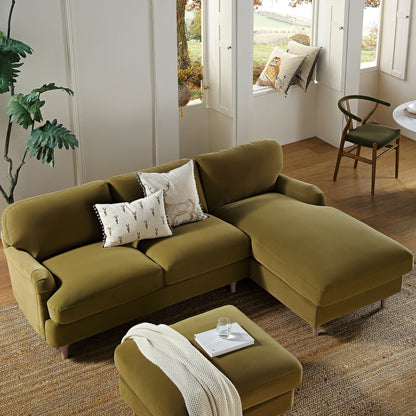 Canapé Daphnis Fudge Velvet, Grande Chaise Longue, orientation droite