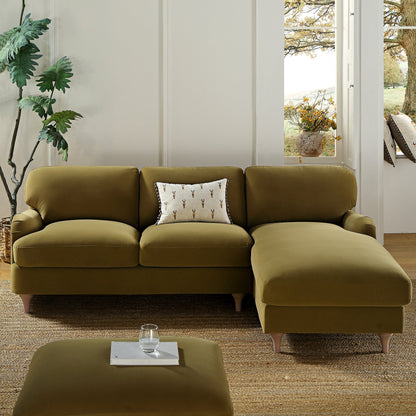 Canapé Daphnis Fudge Velvet, Grande Chaise Longue, orientation droite