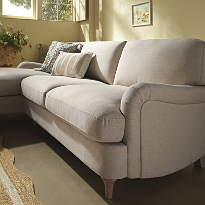 Canapé en tissu Daphnis Oatmeal, Grande Chaise Longue orientée à gauche