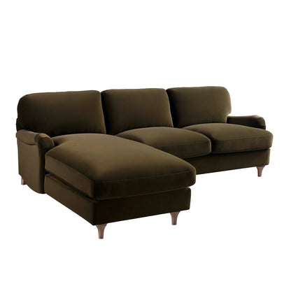 Canapé Daphnis en velours d'algues, Grande Chaise Longue orientée à gauche