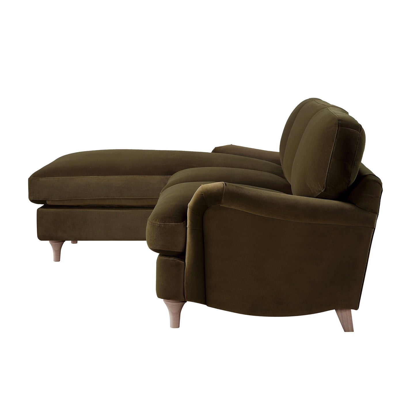 Canapé Daphnis en velours d'algues, Grande Chaise Longue orientée à gauche