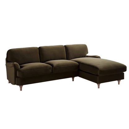 Canapé Daphnis en velours d'algues, Grande Chaise Longue orientée à droite