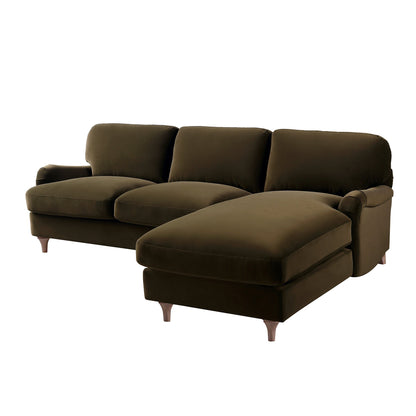 Canapé Daphnis en velours d'algues, Grande Chaise Longue orientée à droite