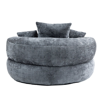 Pouf paresseux gris surdimensionné de 42,52 pouces en chenille avec trois coussins pour chambre à coucher