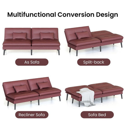 Canapé-lit futon convertible Grondin, dossier réglable sur 5 angles avec 2 oreillers, fauteuil inclinable de style moderne
