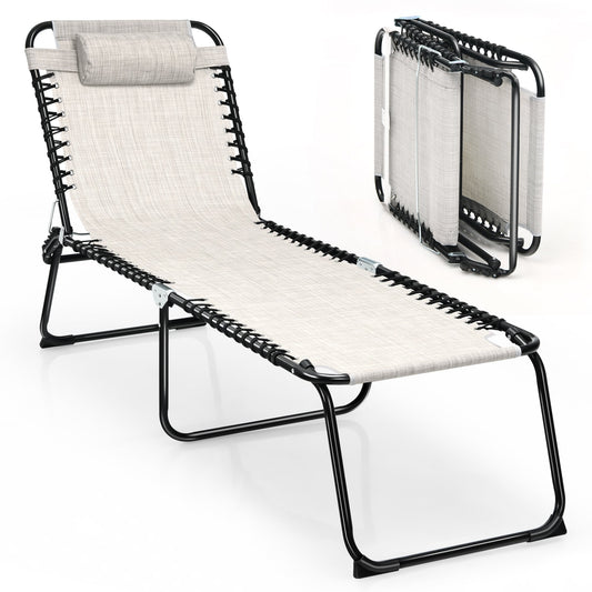 Chaise longue de plage pliante Gymax avec coussin, 4 positions