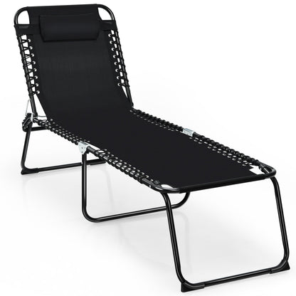 Chaise longue de plage pliante Gymax avec coussin, 4 positions