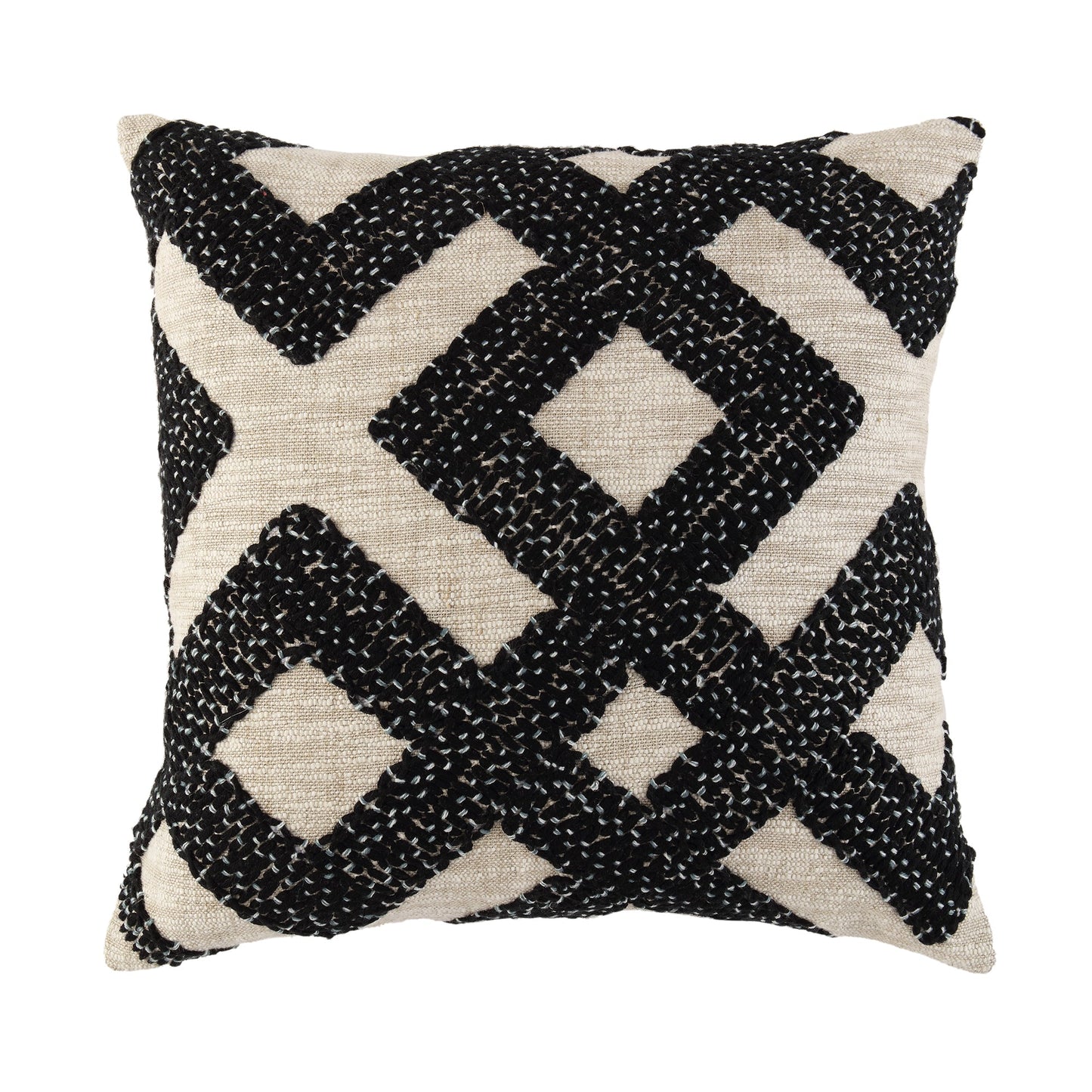 Coussin géométrique brodé monochrome Baja