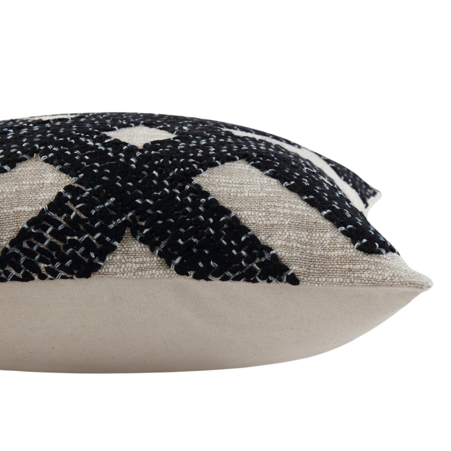 Coussin géométrique brodé monochrome Baja