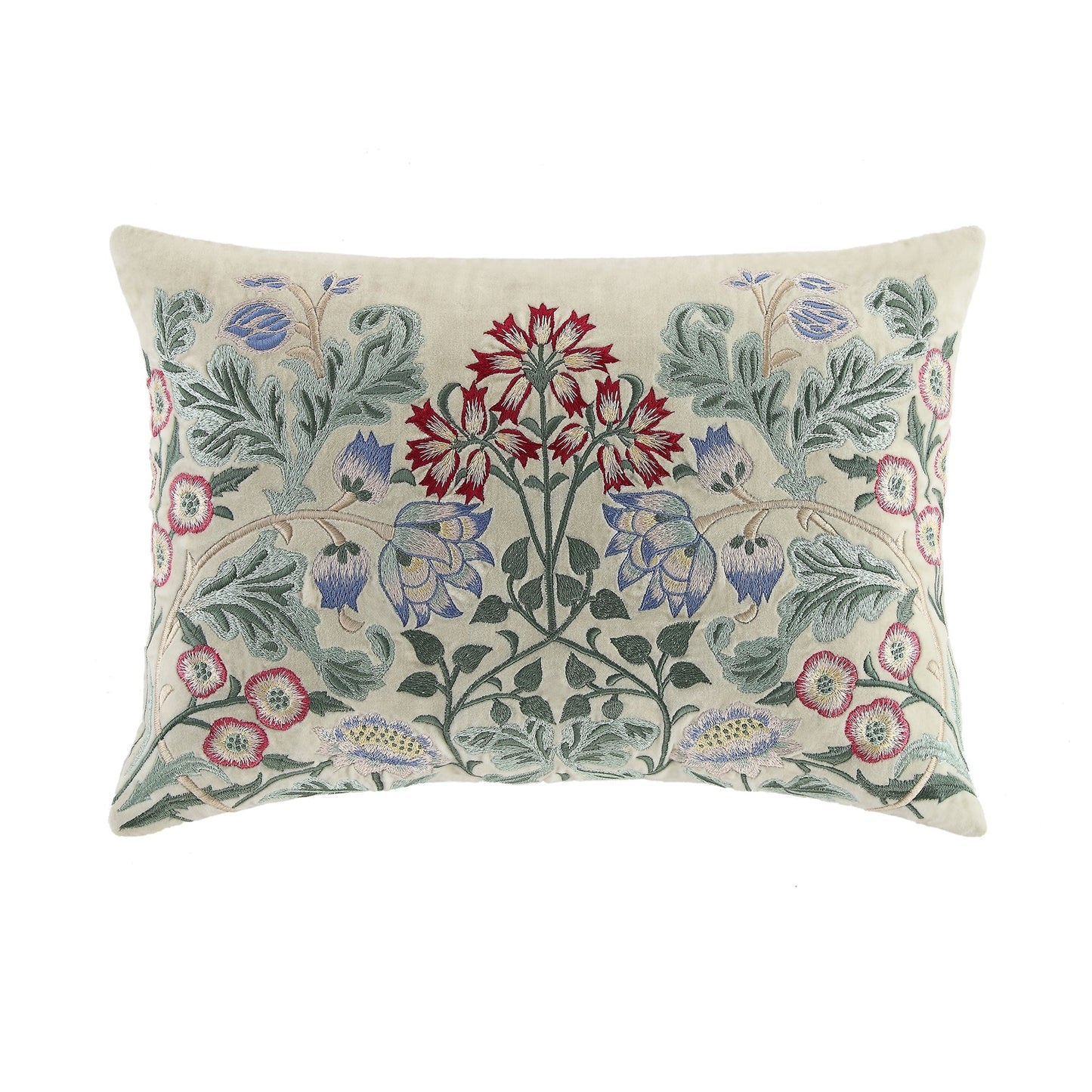 Coussin brodé à la main en velours perlé de la collection Botanica
