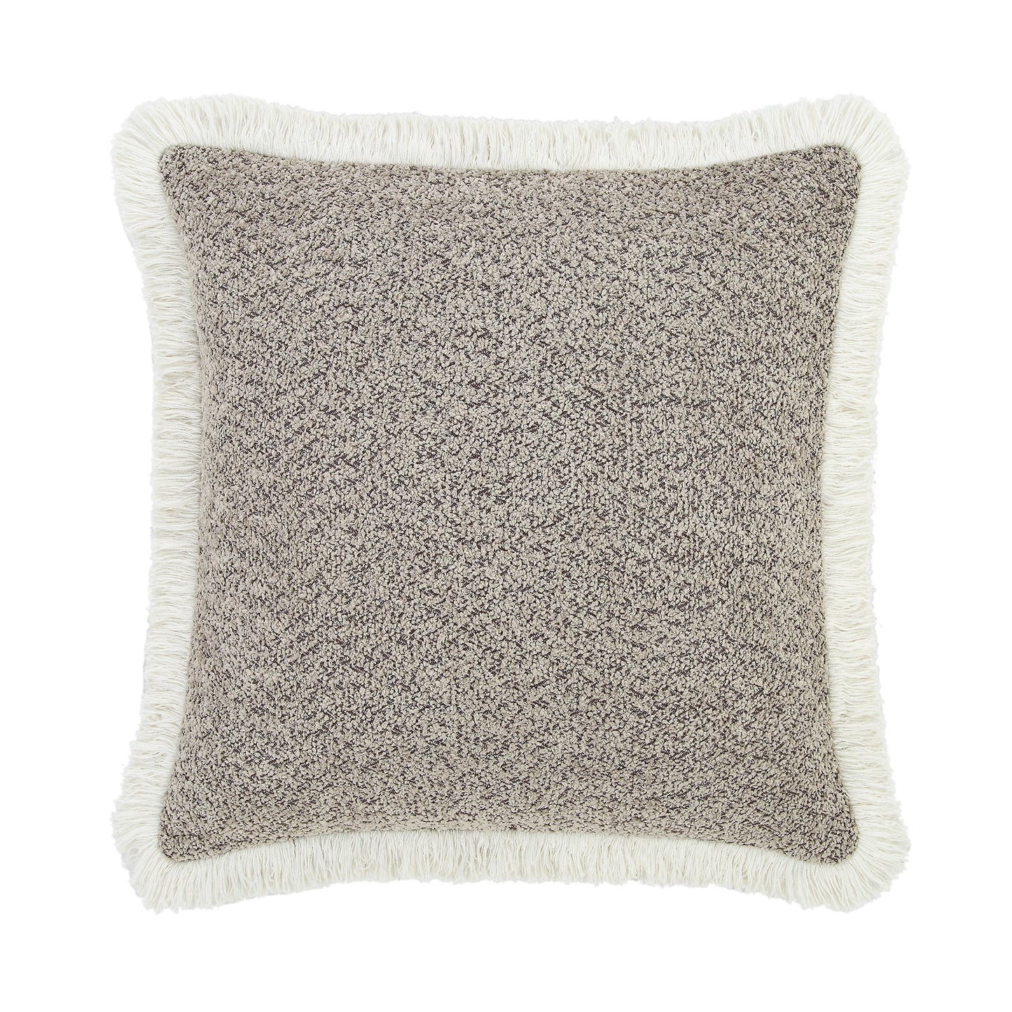 Oreiller à franges en bouclé Kyra Stone