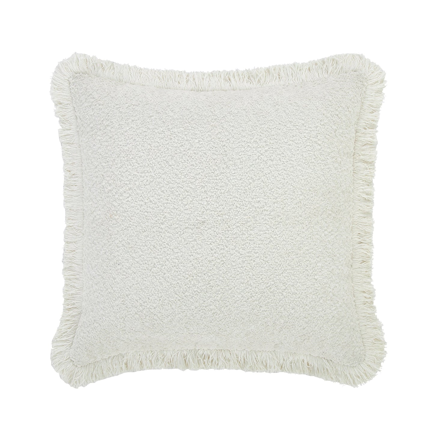Oreiller à franges en bouclé crème Kyra
