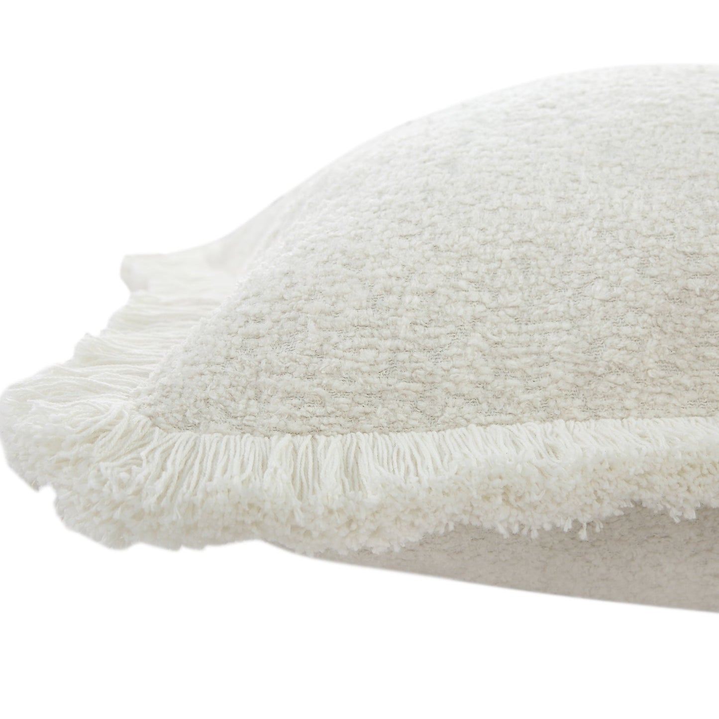 Oreiller à franges en bouclé crème Kyra