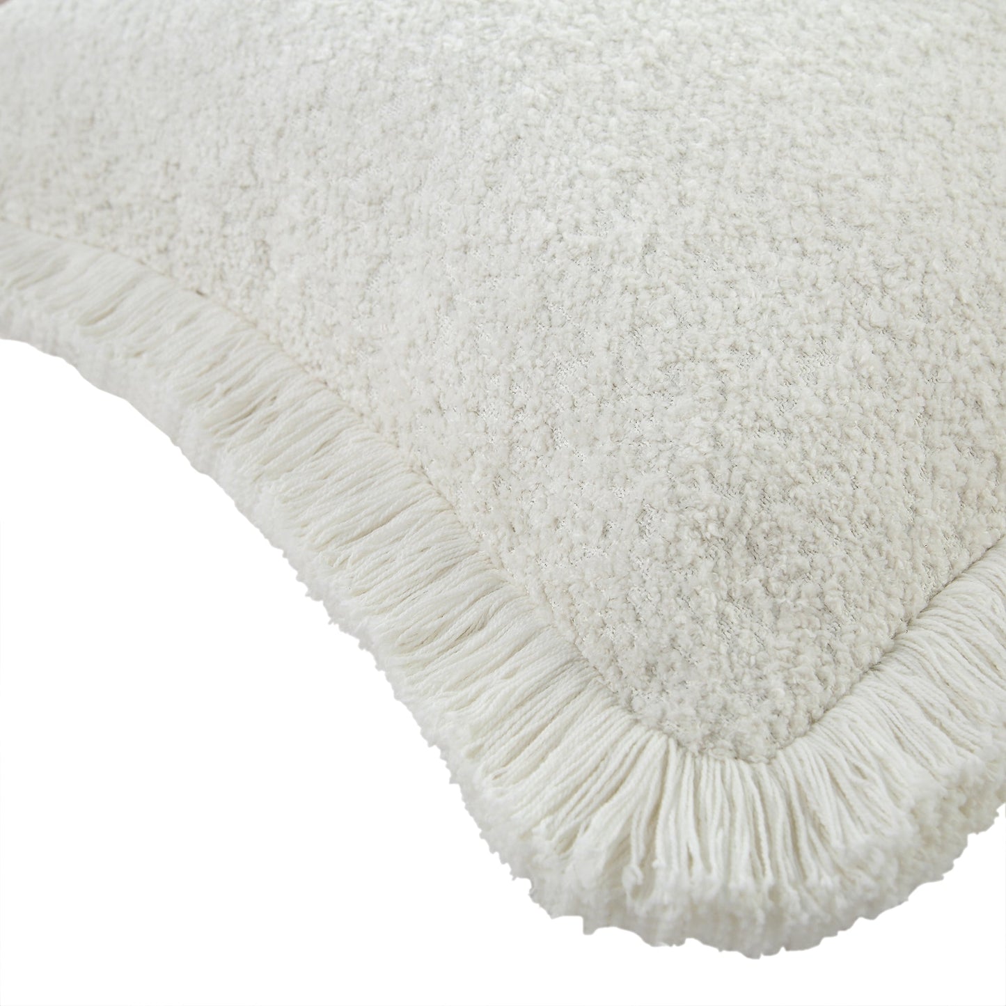 Oreiller à franges en bouclé crème Kyra