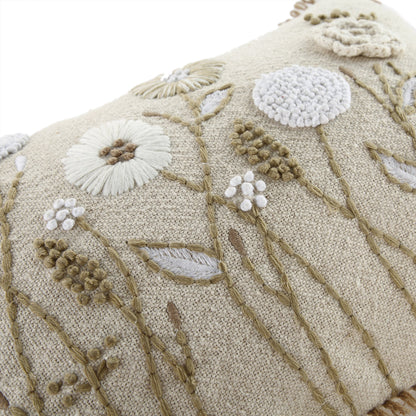 Coussin rectangulaire brodé à la main en dentelle de jute au crochet Delilah
