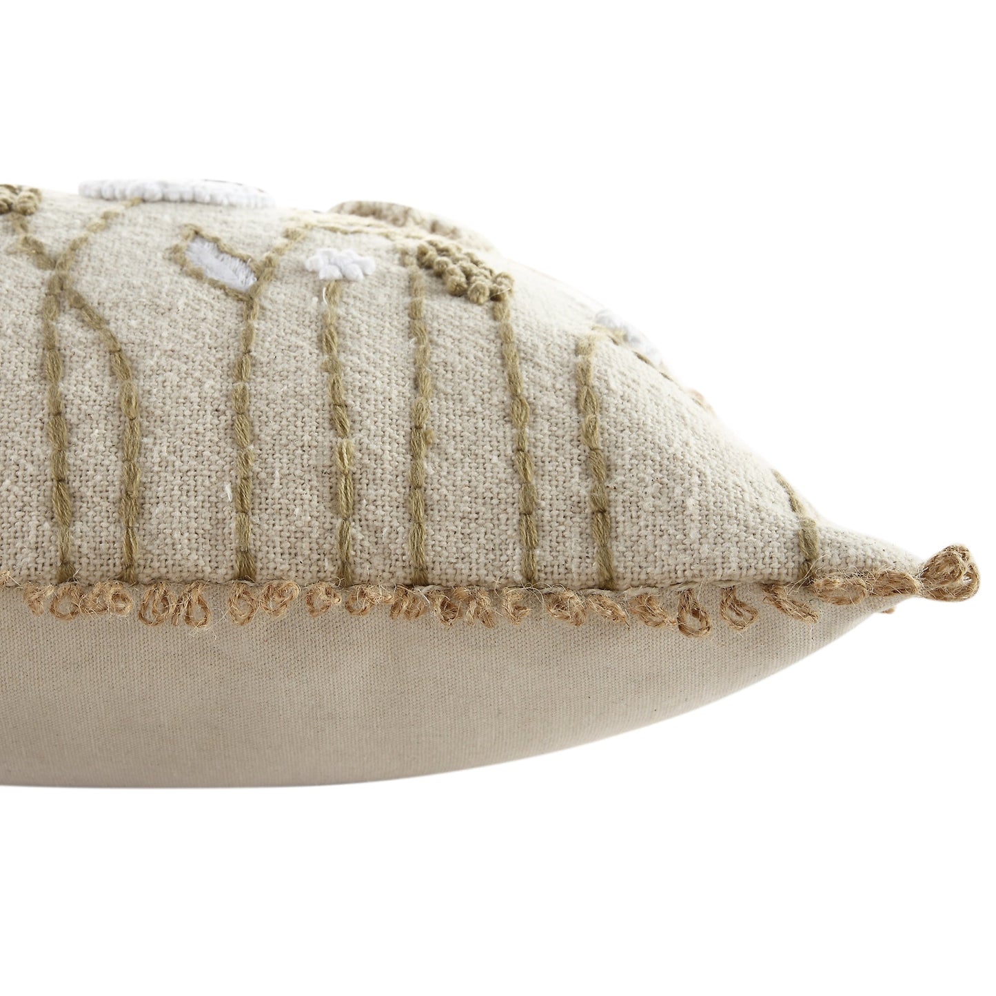 Coussin rectangulaire brodé à la main en dentelle de jute au crochet Delilah