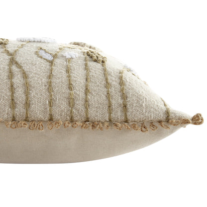 Coussin rectangulaire brodé à la main en dentelle de jute au crochet Delilah