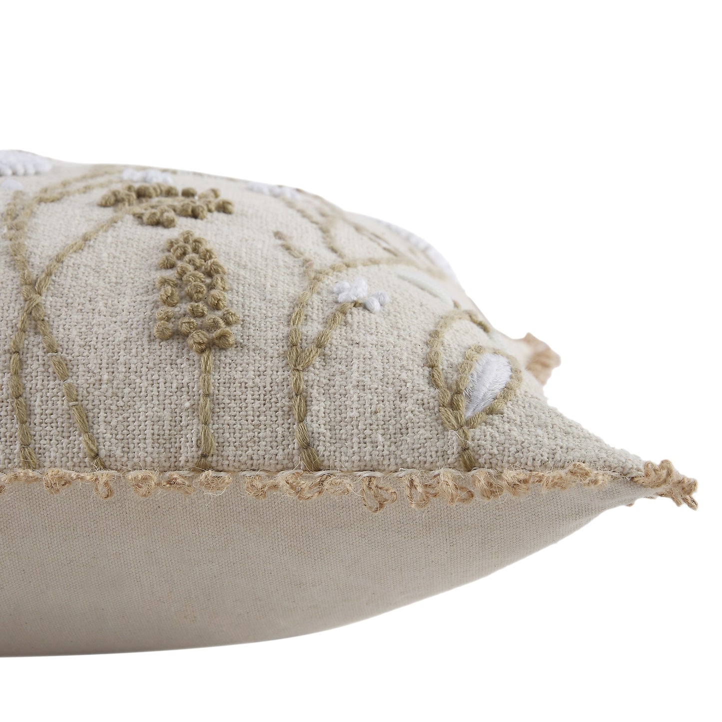 Coussin carré brodé à la main en dentelle de jute au crochet Delilah
