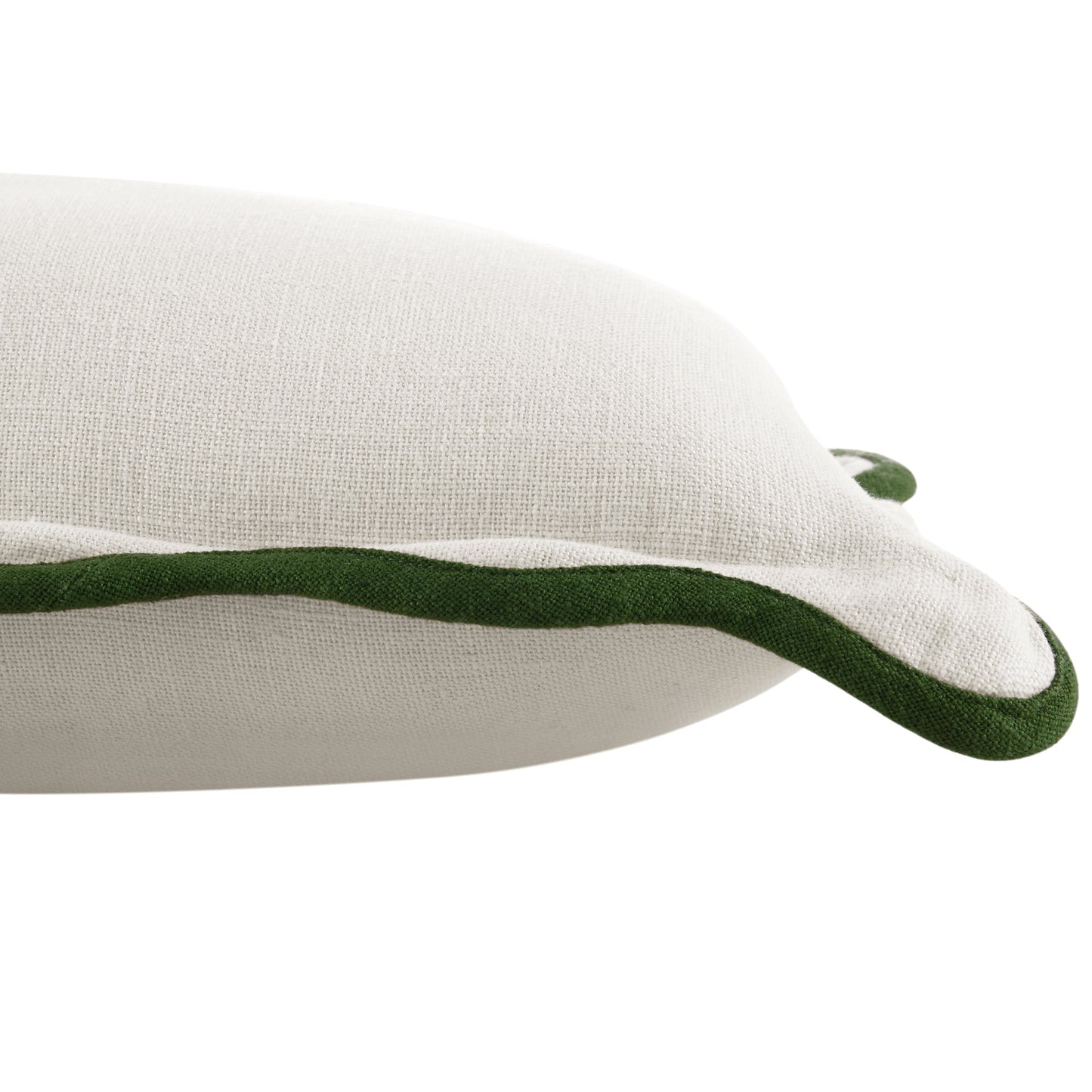 Coussin rectangulaire festonné vert cèdre Evie Linen