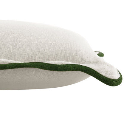 Coussin rectangulaire festonné vert cèdre Evie Linen