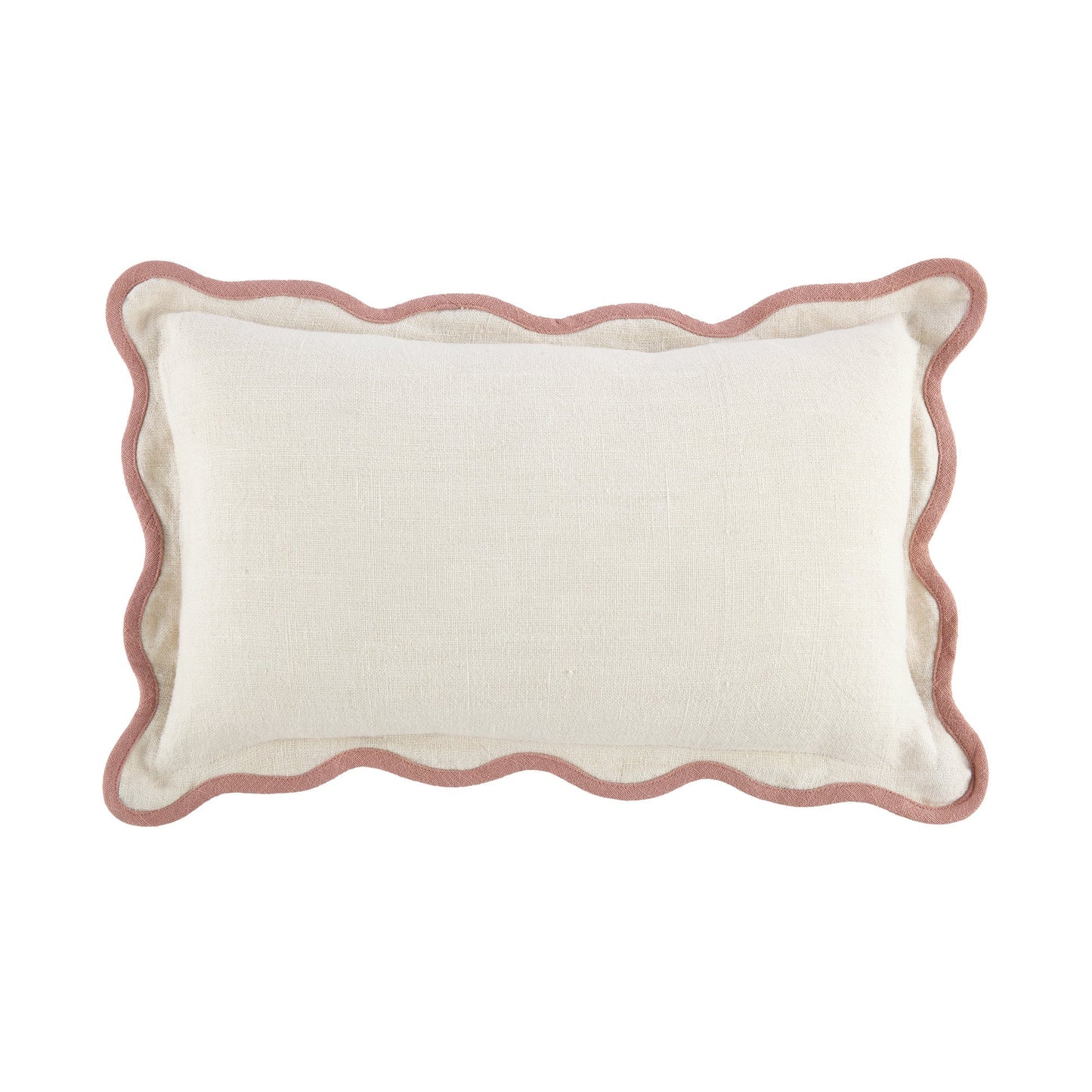 Coussin rectangulaire festonné rose poudré Evie Linen